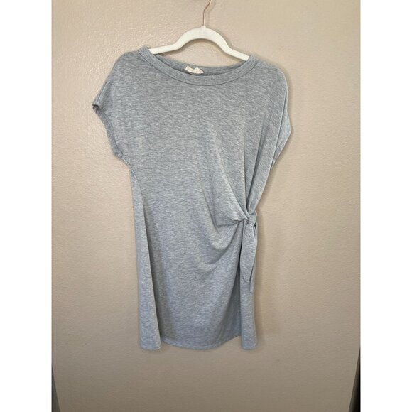 See You Monday Gray Side-Knot Short-Sleeve Tunic Dress S Lightweight Polyester - Picture 1 of 7